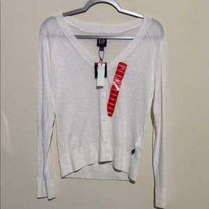 GAP Women's White Button Down Sweater